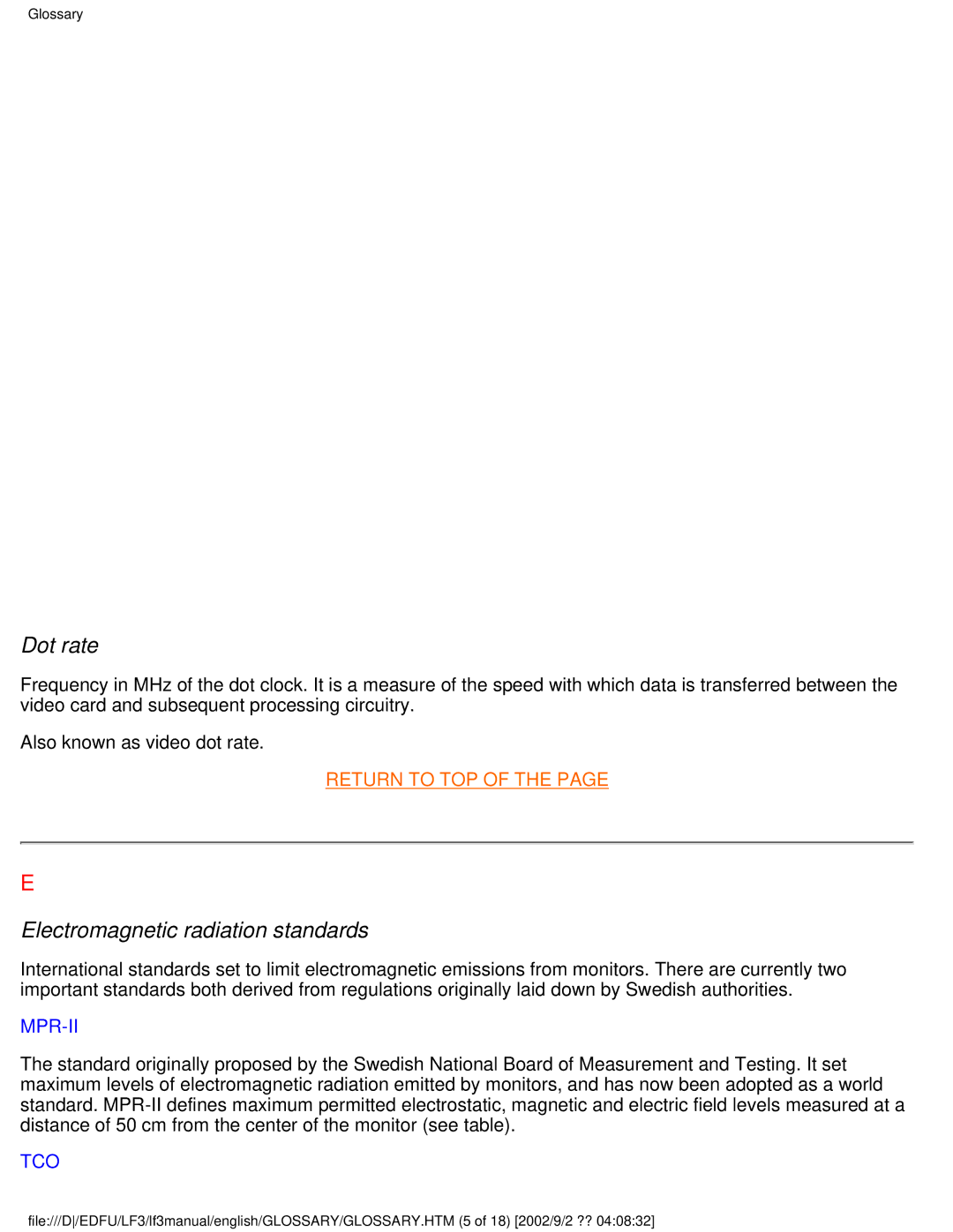 Philips 109S4, 107S4, 107T4, 109B4, 107B4, 107E43, 107F4, 105B2 user manual Dot rate, Electromagnetic radiation standards 