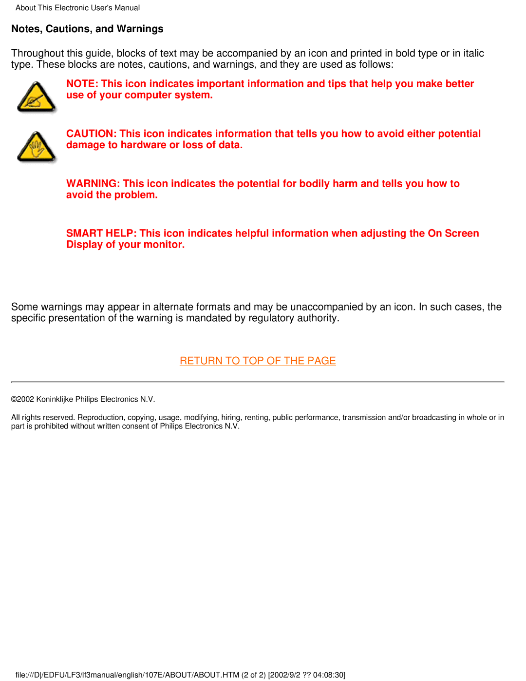 Philips 107B4, 109S4, 107S4, 107T4, 109B4, 107E43, 107F4, 105B2 user manual Return to TOP 