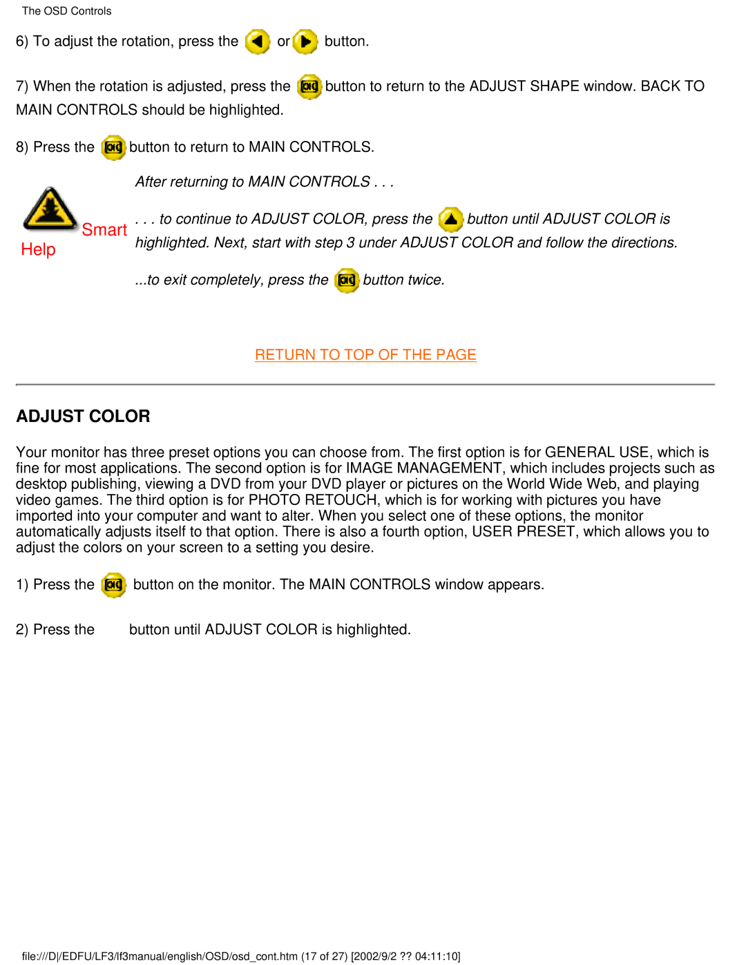 Philips 109B4, 109S4, 107S4, 107T4, 107B4, 107E43, 107F4, 105B2 user manual Adjust Color 