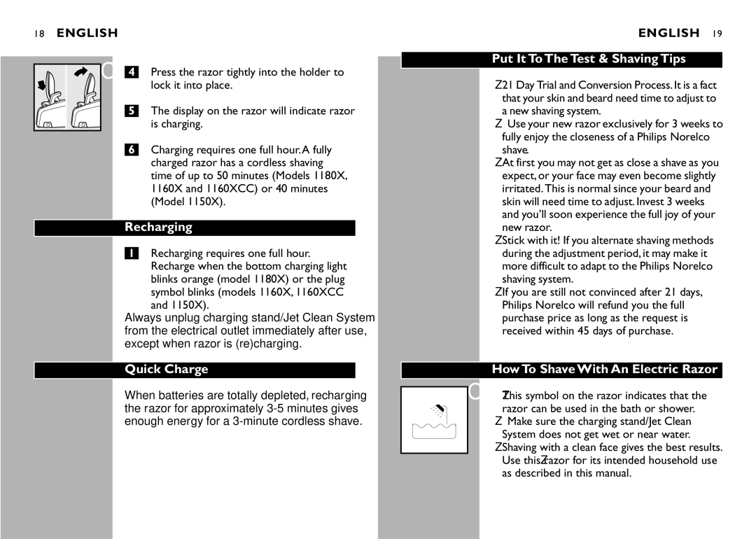 Philips 1160XCC, 1180X Recharging, Quick Charge, Put It To The Test & Shaving Tips, How To Shave With An Electric Razor 
