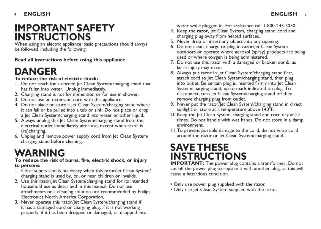 Philips 1150X, 1180X, 1160XCC manual Important Safety Instructions 