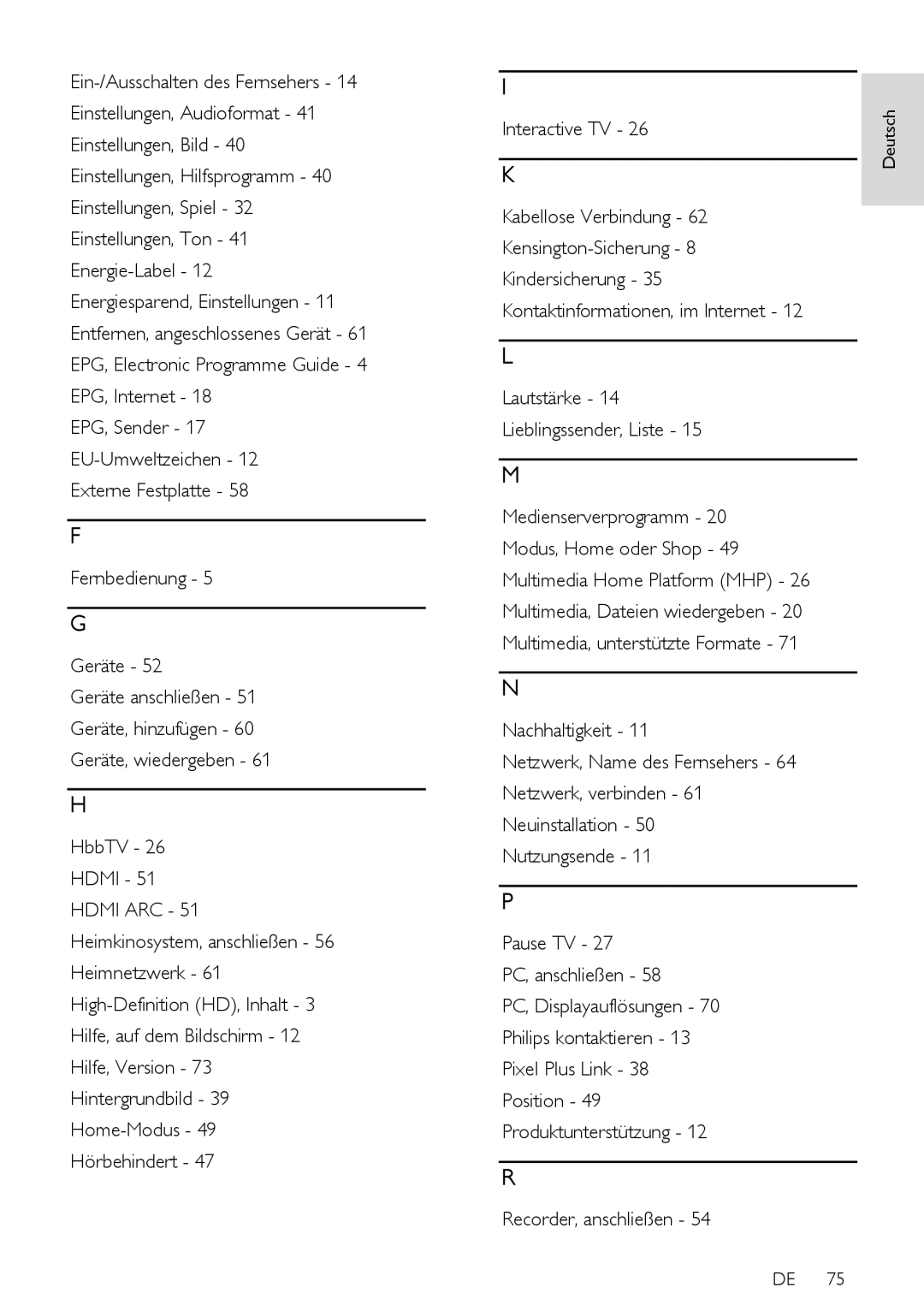 Philips 12, PFL5xx7T, PFL5xx7K, 60, PFL5xx7H manual Lautstärke Lieblingssender, Liste 