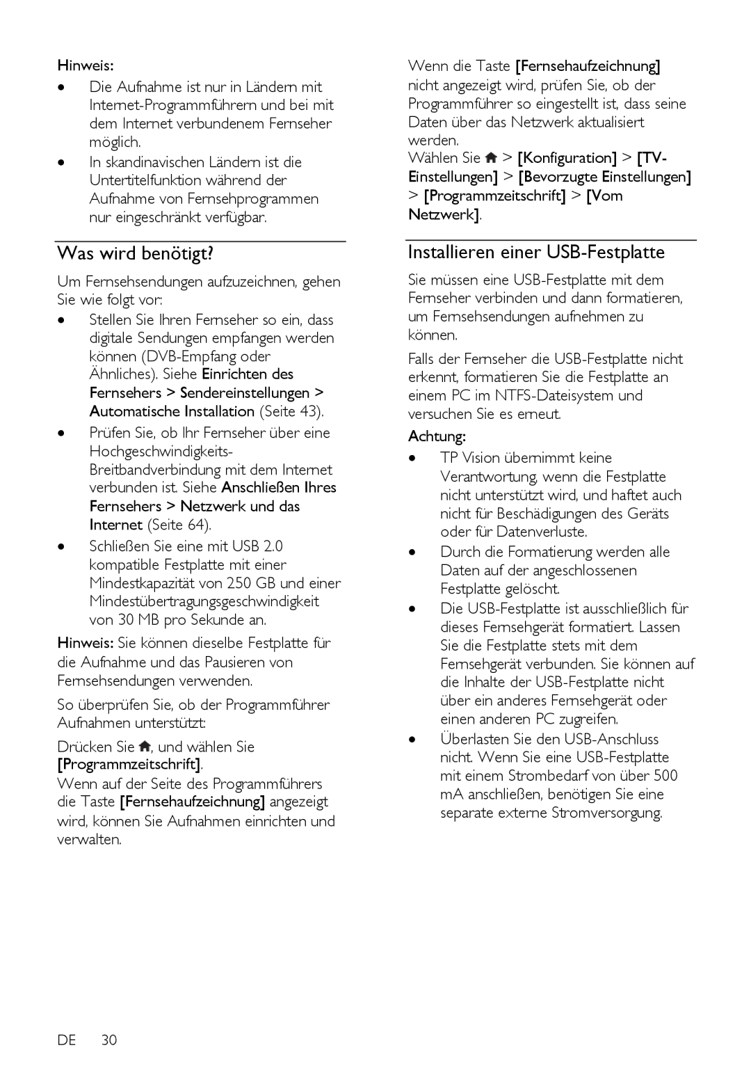 Philips 60 Um Fernsehsendungen aufzuzeichnen, gehen Sie wie folgt vor, Drücken Sie , und wählen Sie Programmzeitschrift 