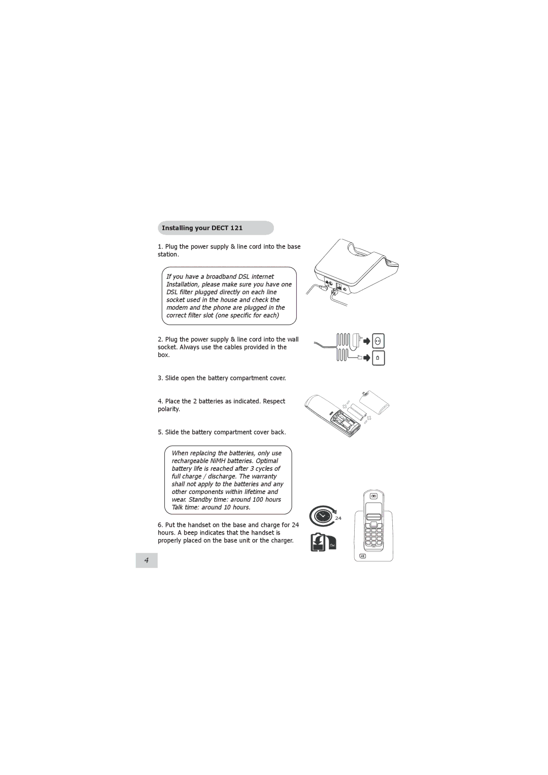 Philips 121 manual Installing your Dect 