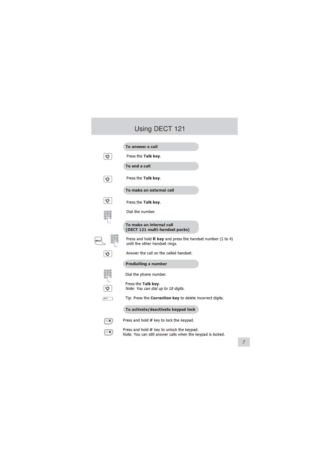 Philips 121 manual Using Dect 