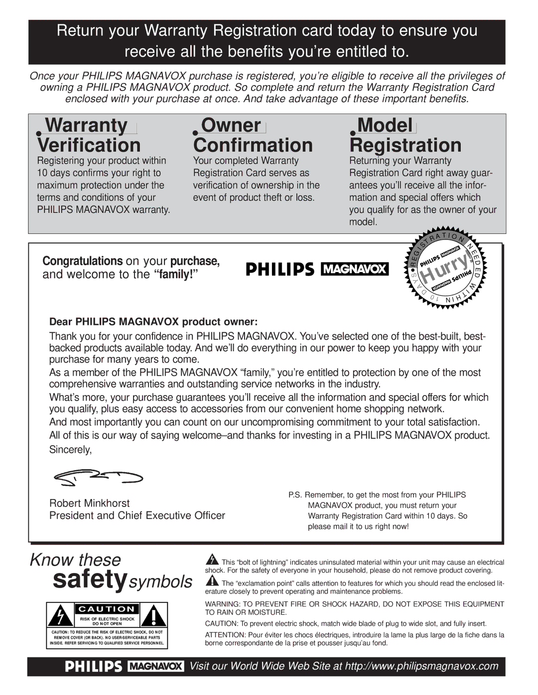 Philips 13PR19C1 manual Warranty Verification 