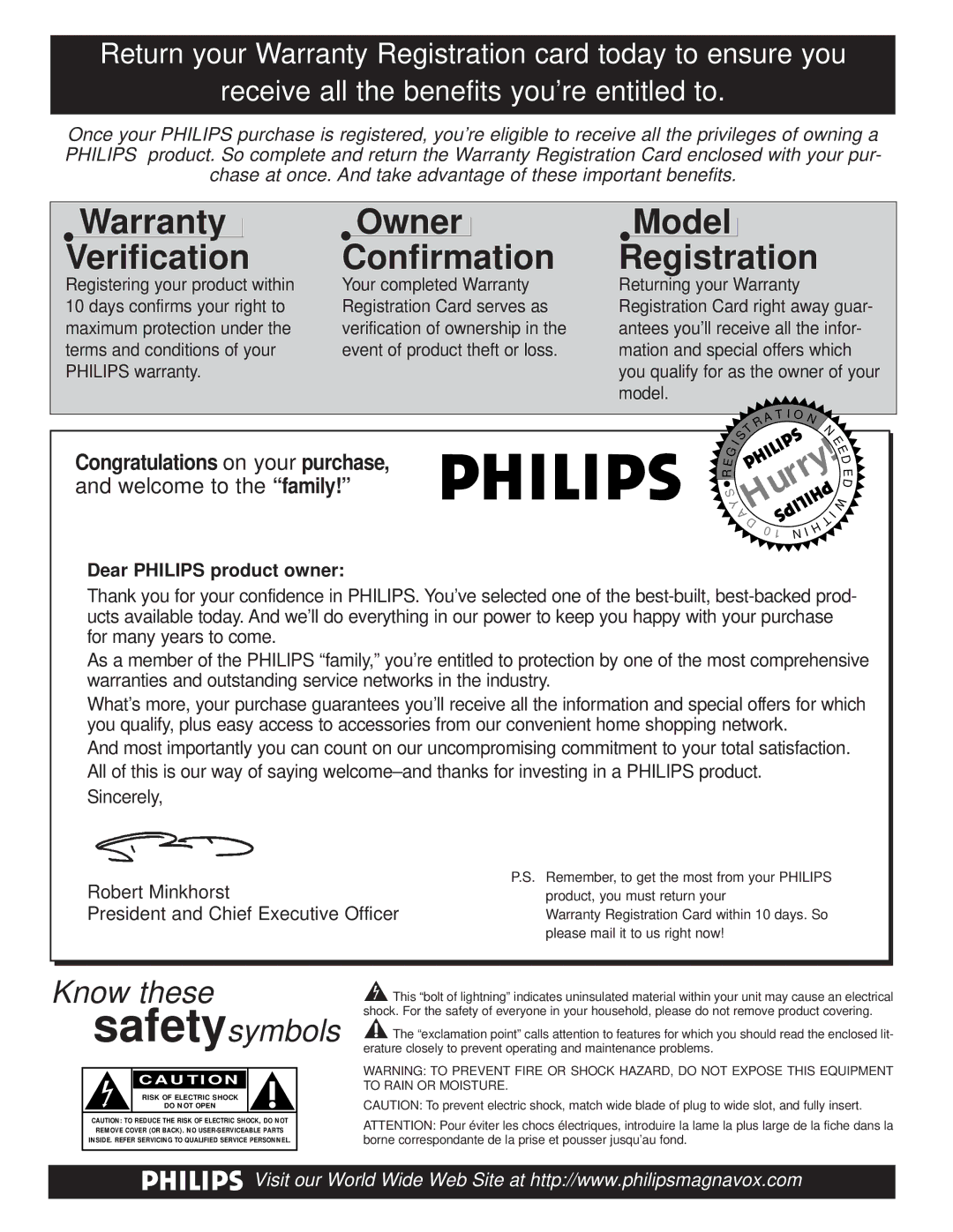 Philips 13PT30L manual Warranty Verification 