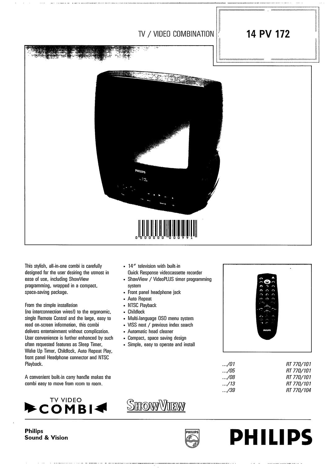 Philips 14 PV 172 manual 