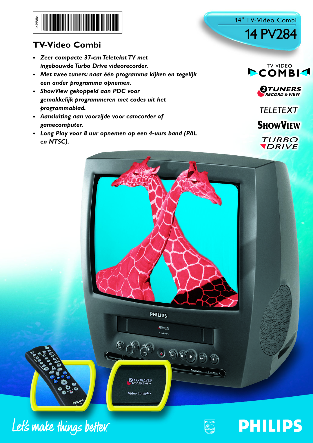 Philips 14 PV284 manual TV-VideoCombi 