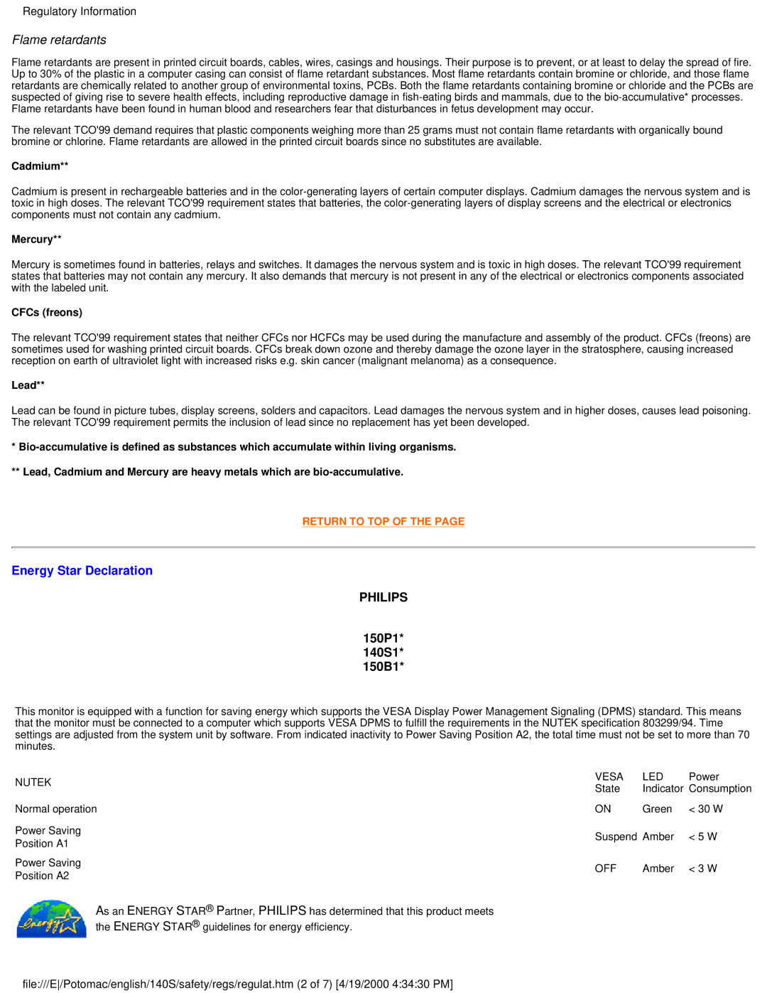 Philips 140S user manual Philips 