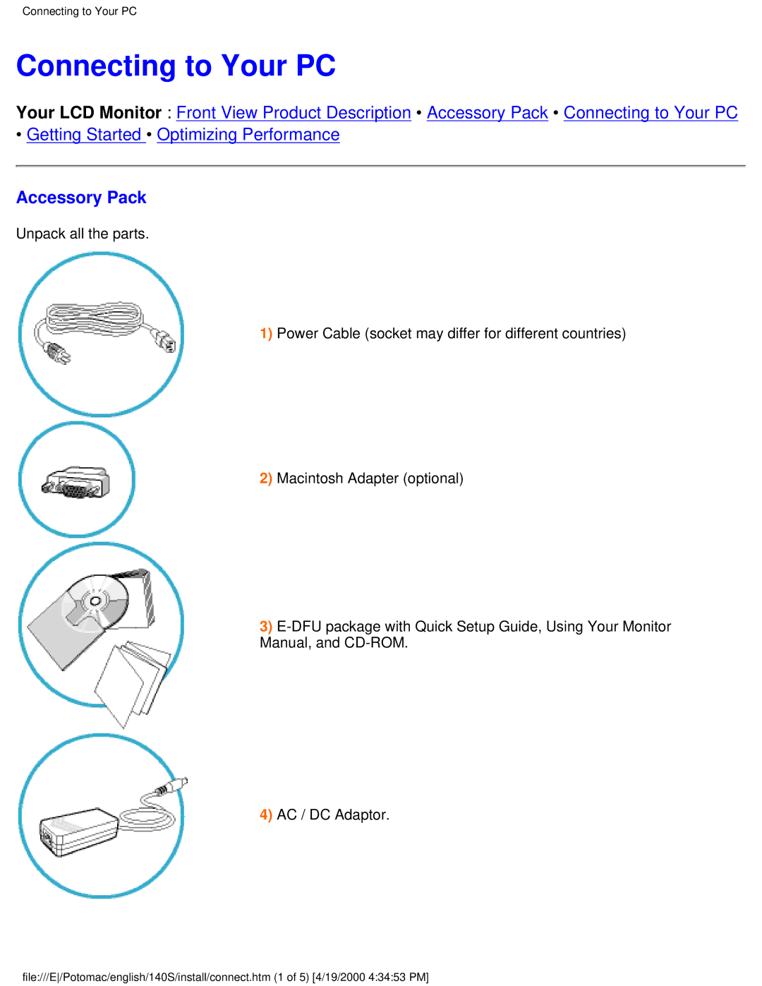 Philips 140S user manual Connecting to Your PC 