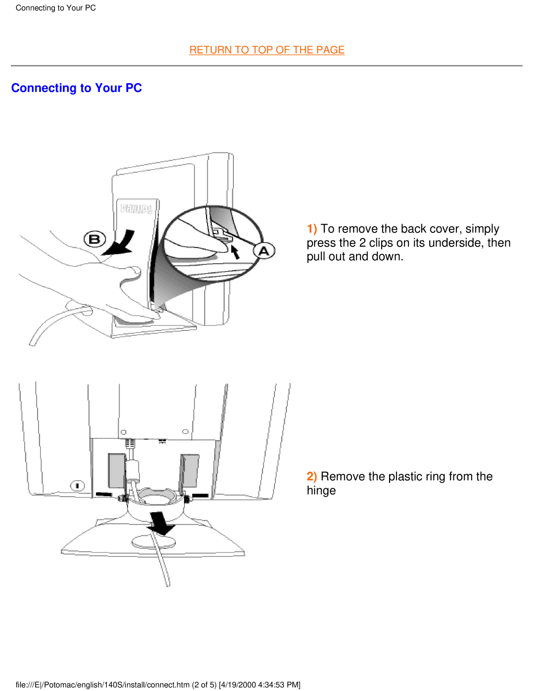 Philips 140S user manual Connecting to Your PC 