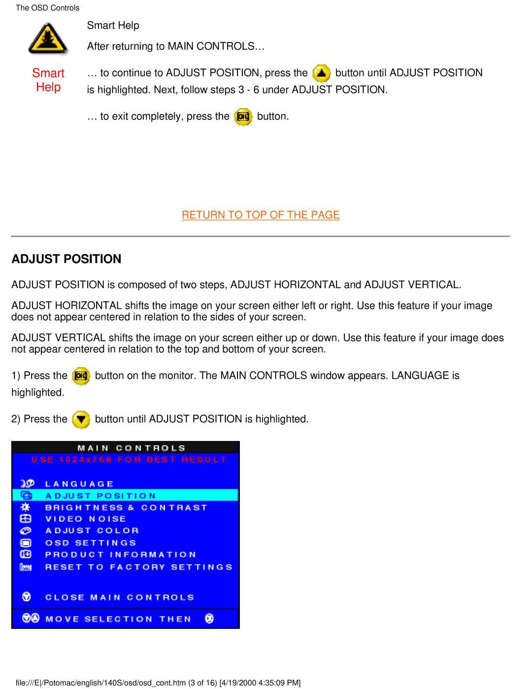 Philips 140S user manual Adjust Position 