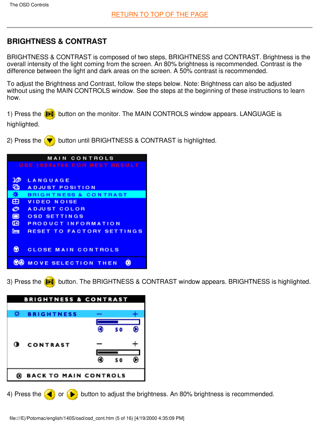 Philips 140S user manual Brightness & Contrast 