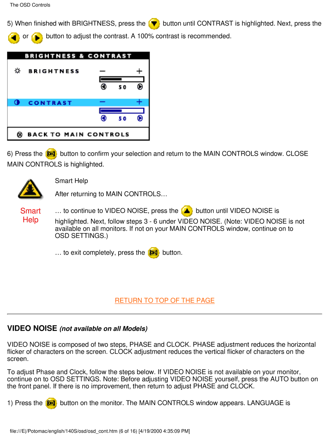 Philips 140S user manual Video Noise not available on all Models 