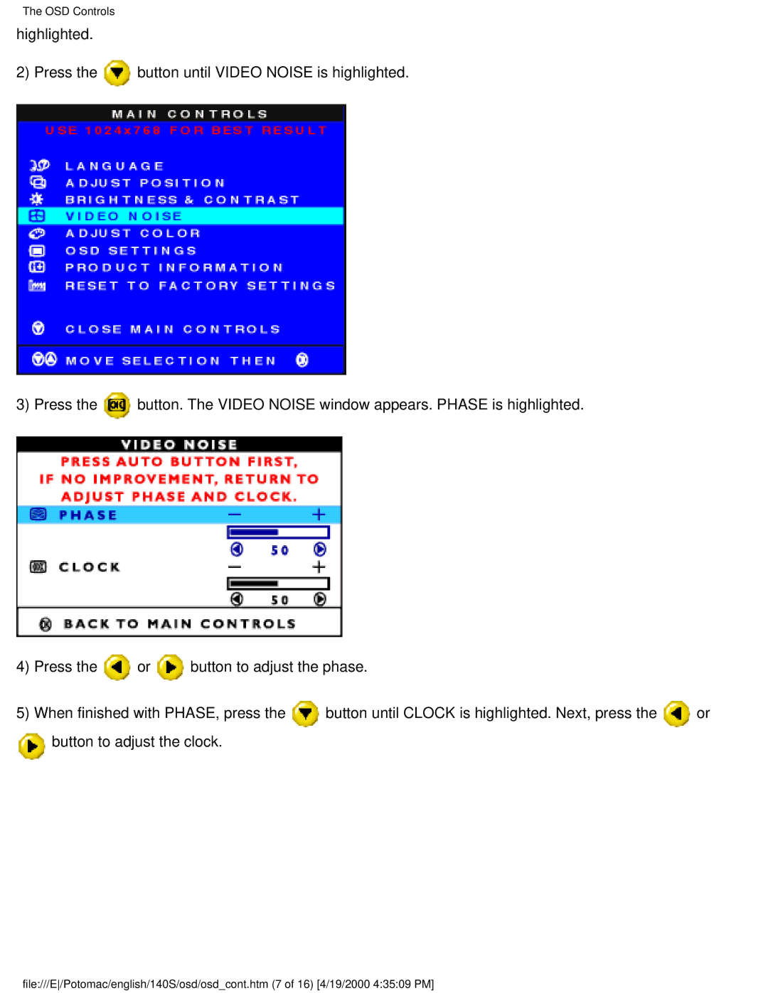 Philips 140S user manual OSD Controls 