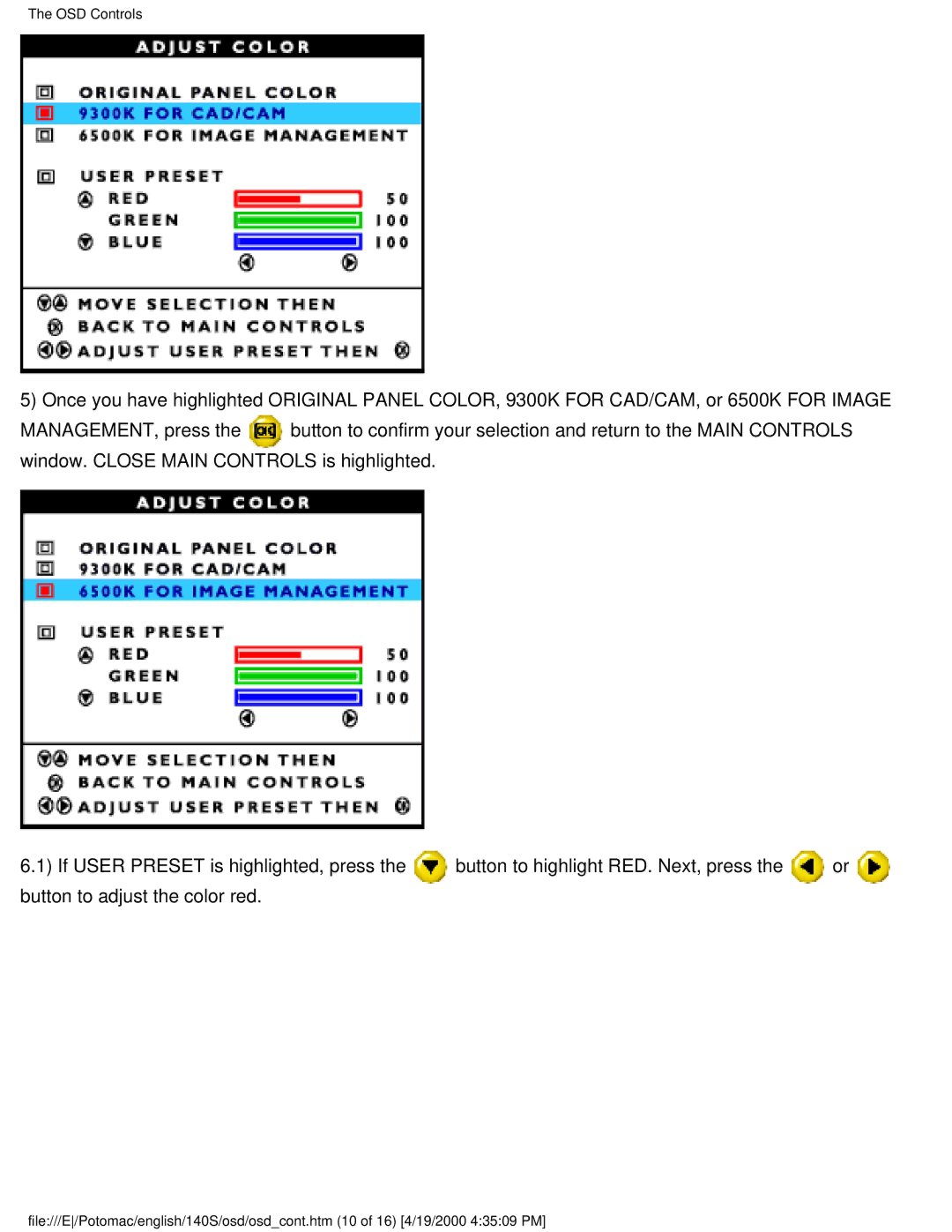 Philips 140S user manual OSD Controls 