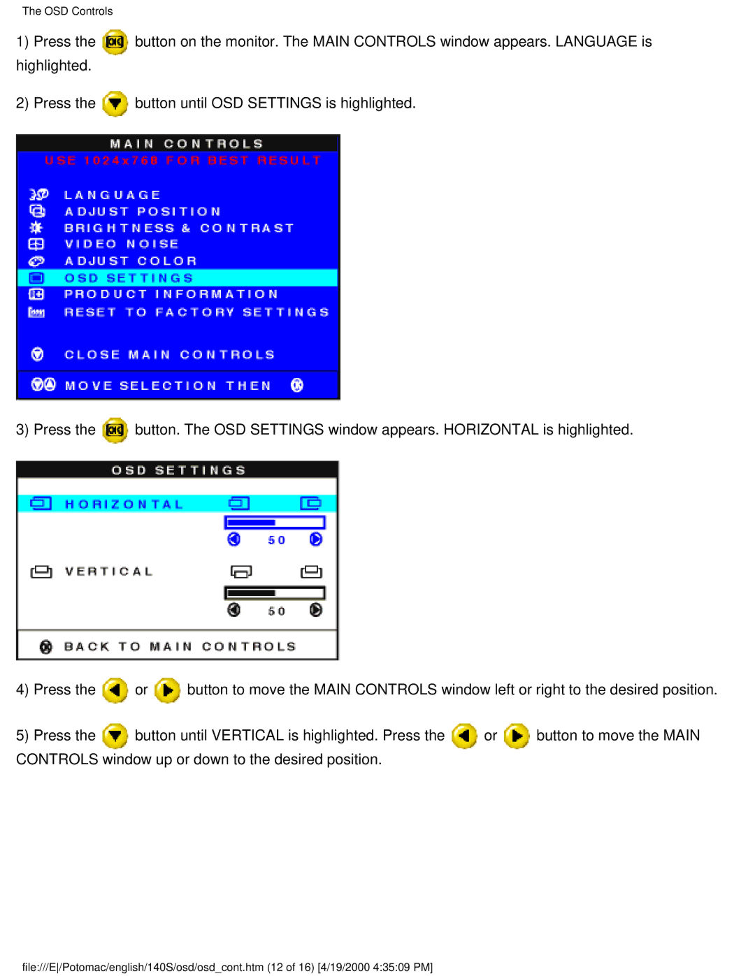 Philips 140S user manual OSD Controls 