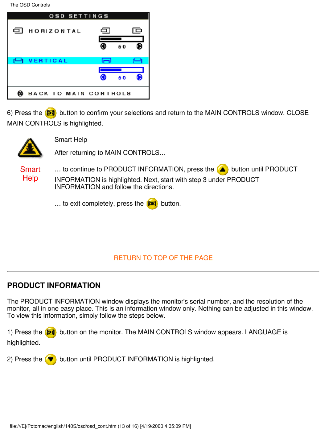 Philips 140S user manual Product Information 