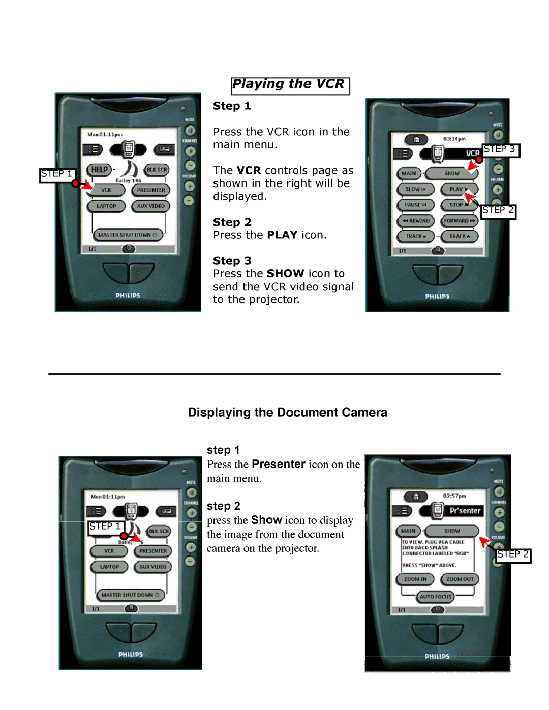 Philips 146 manual Playing the VCR 