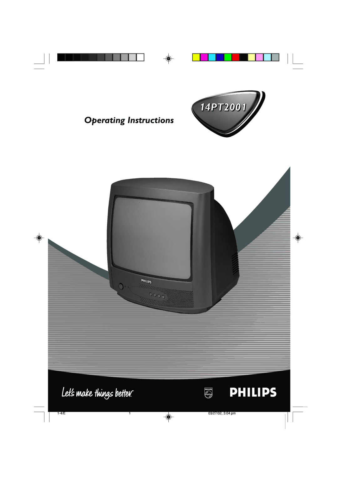 Philips 14PT2001 operating instructions 