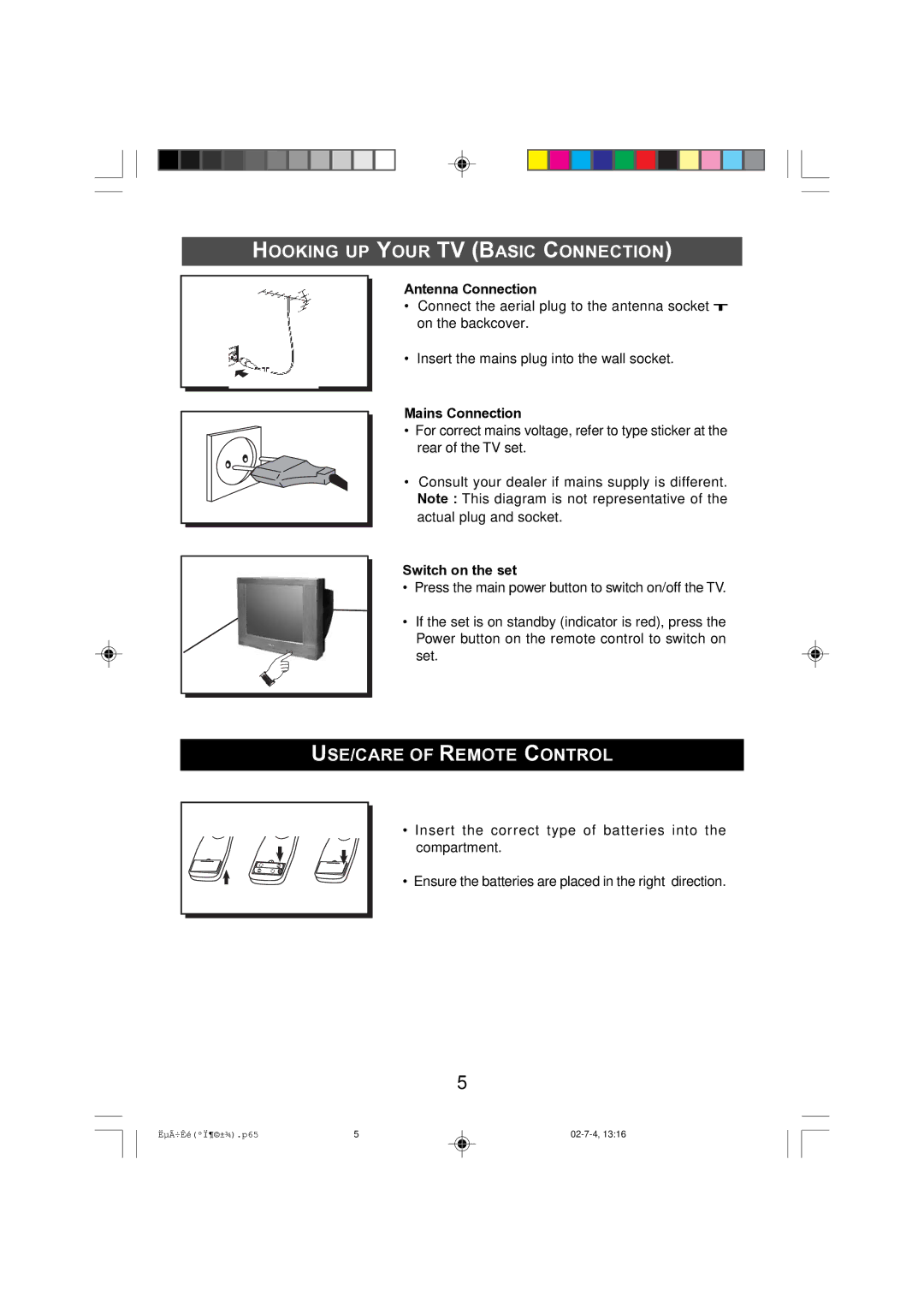 Philips 21PT2010, 14PT2010 manual Hooking UP Your TV Basic Connection, USE/CARE of Remote Control 