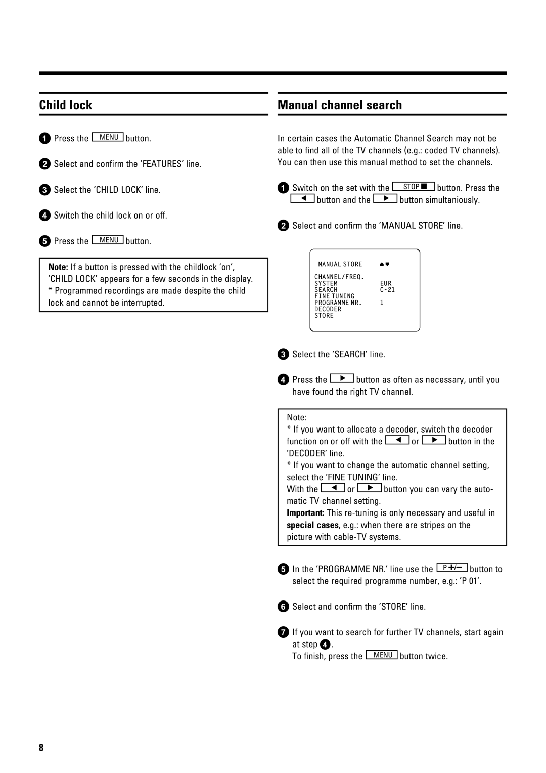 Philips 14PV182/58 operating instructions ˚¸ı´ ı Dx z˚x 