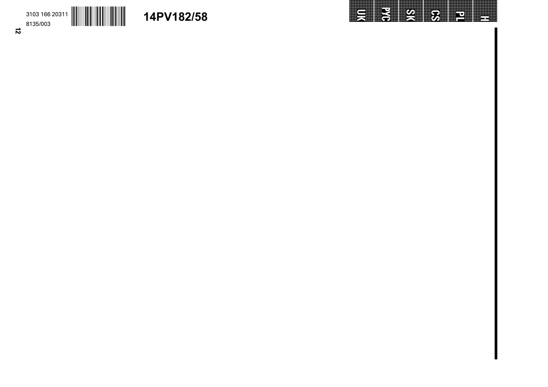 Philips 14PV182/58 operating instructions 