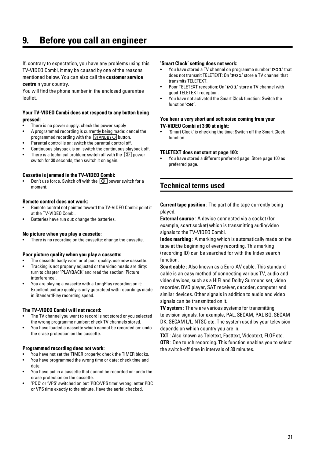 Philips 14PV207 manual Technical terms used 