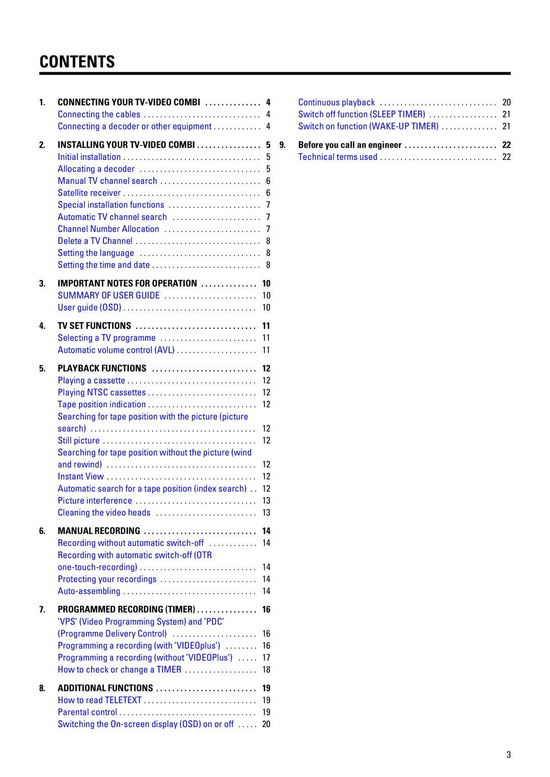 Philips 14PV210 manual Contents 