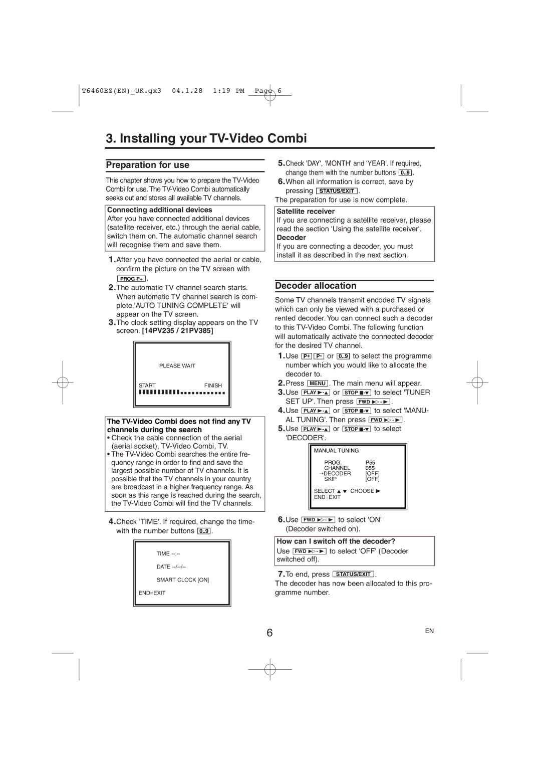 Philips 14PV235/07, 21PV385/07 Installing your TV-Video Combi, Preparation for use, Connecting additional devices 