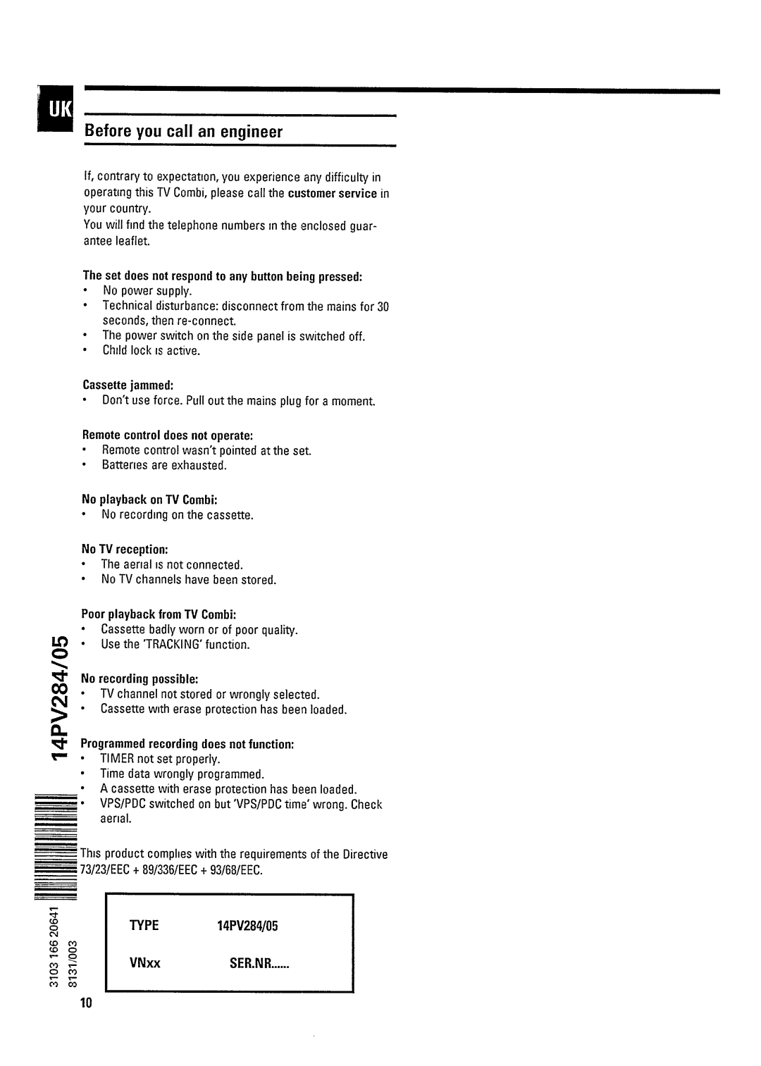 Philips 14PV284 manual 