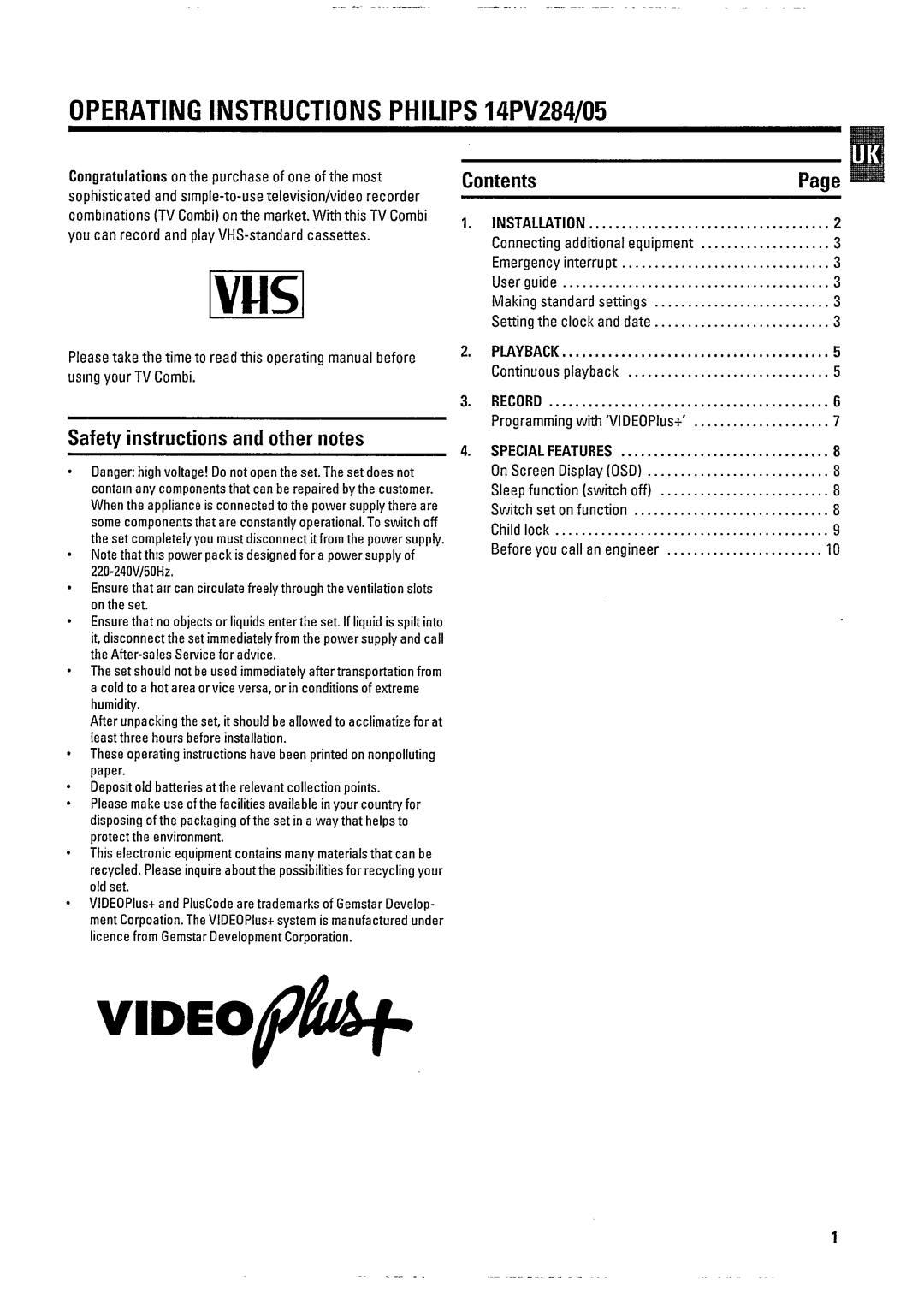 Philips 14PV284 manual 