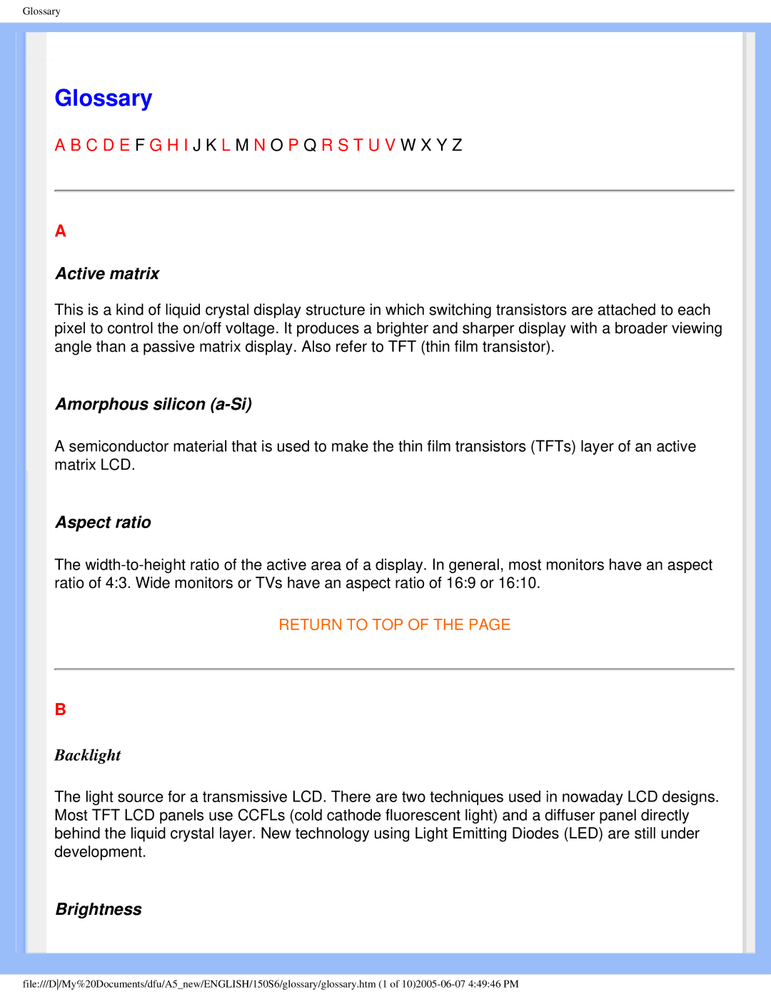 Philips 15056 user manual Glossary 