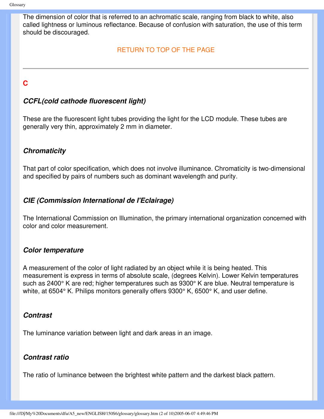 Philips 15056 user manual Contrast 