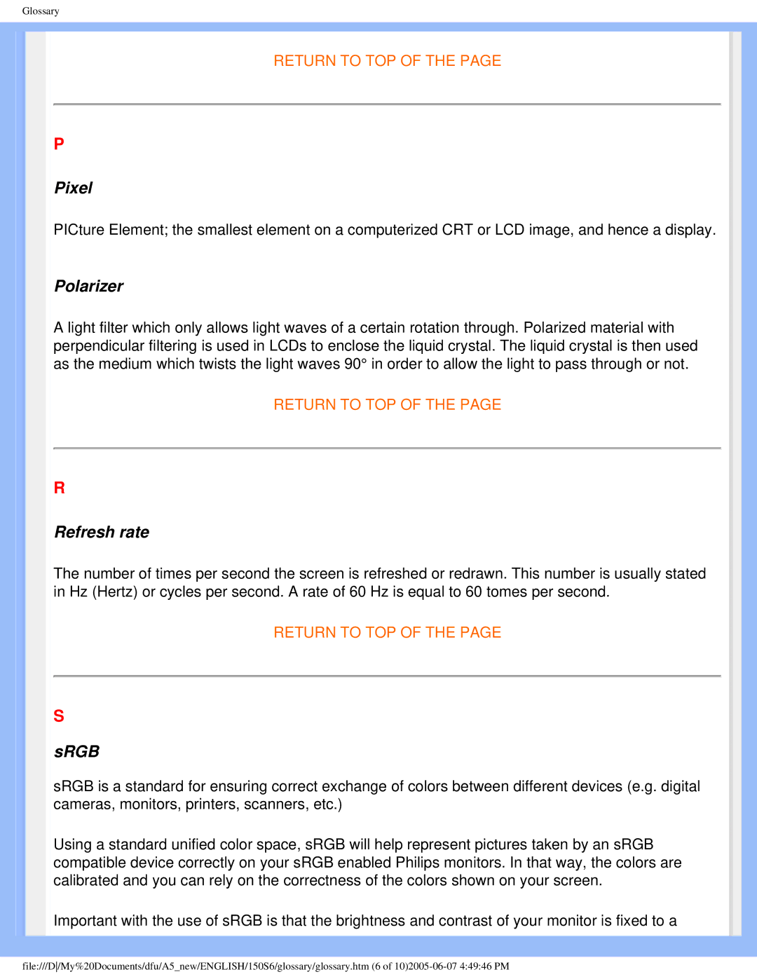 Philips 15056 user manual Pixel 