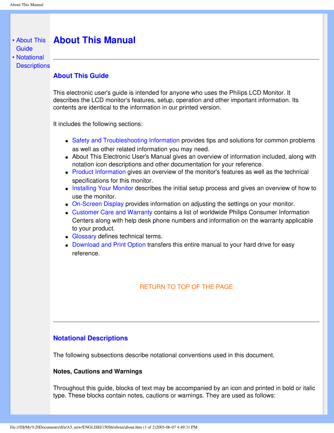 Philips 15056 user manual About This Guide, Notational Descriptions 