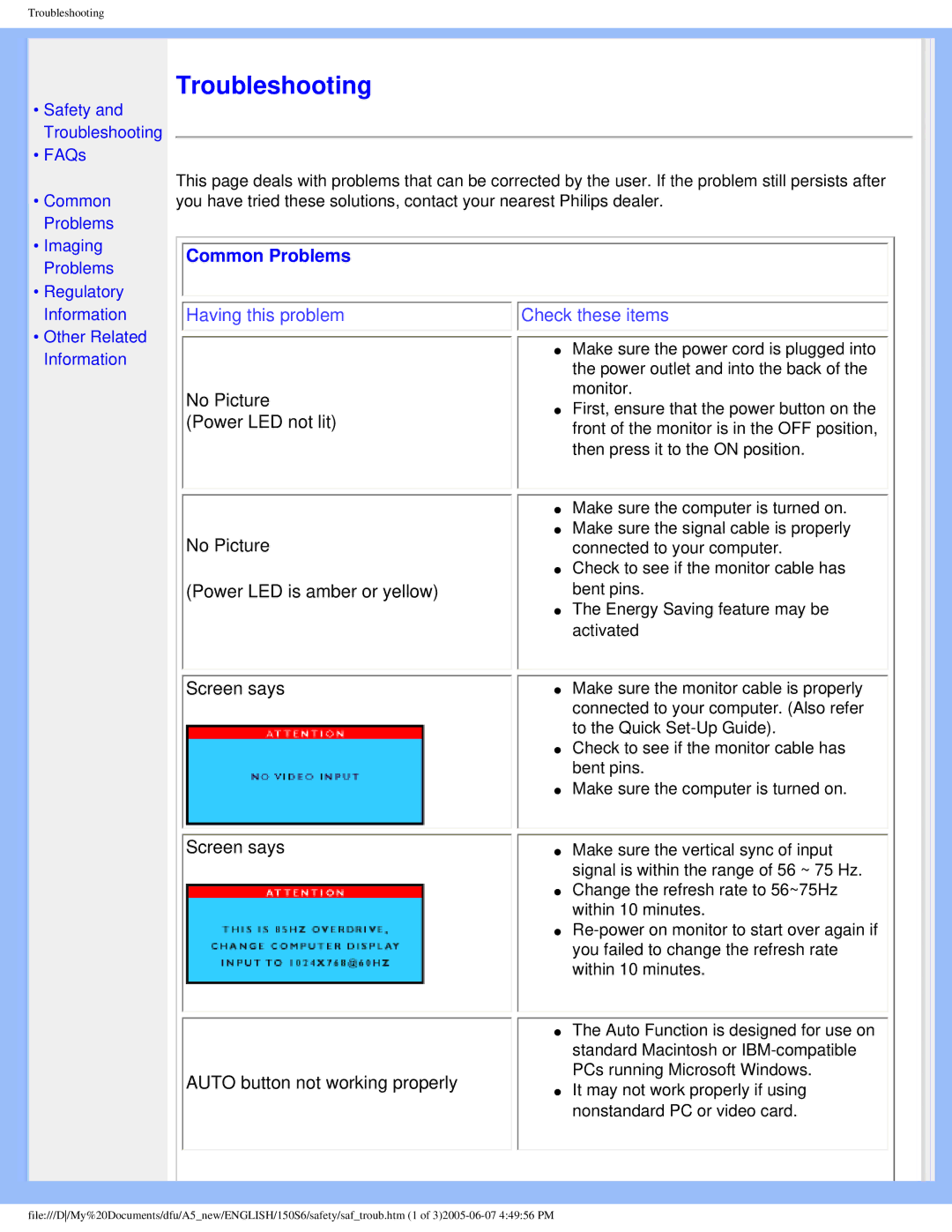 Philips 15056 user manual Troubleshooting, Common Problems 