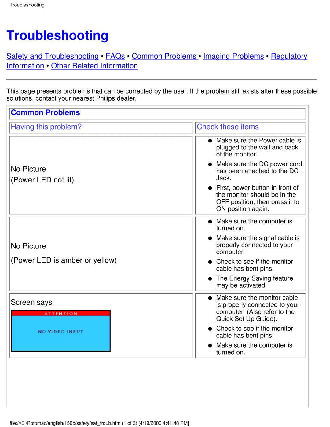 Philips 150B user manual Troubleshooting, Common Problems 