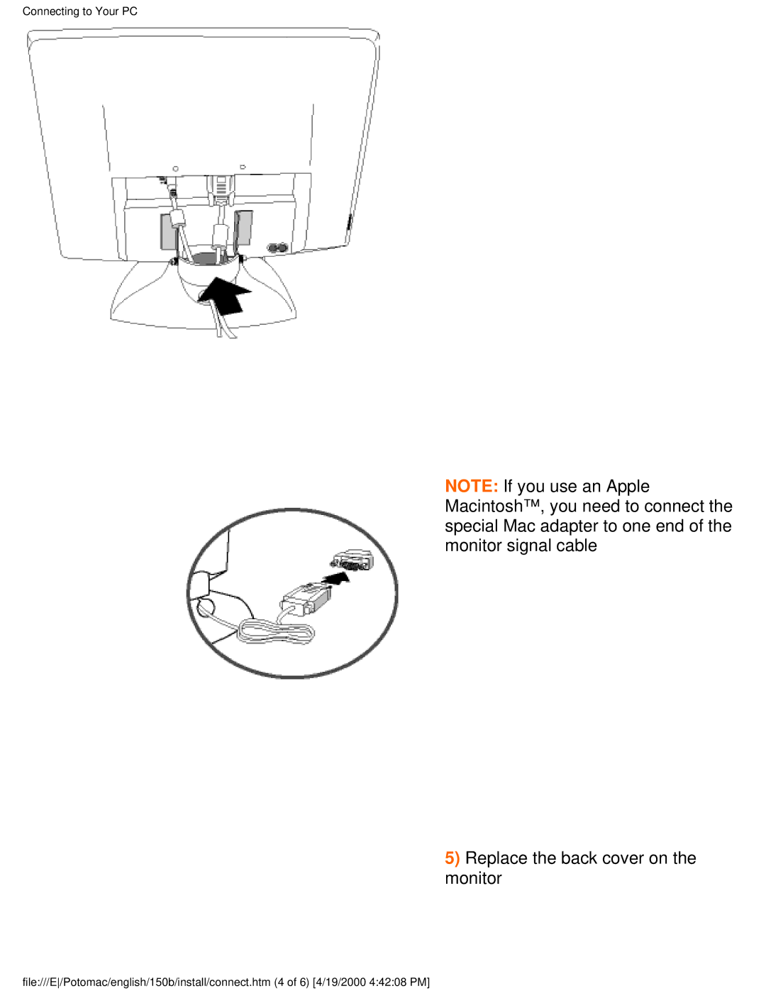 Philips 150B user manual Replace the back cover on the monitor 