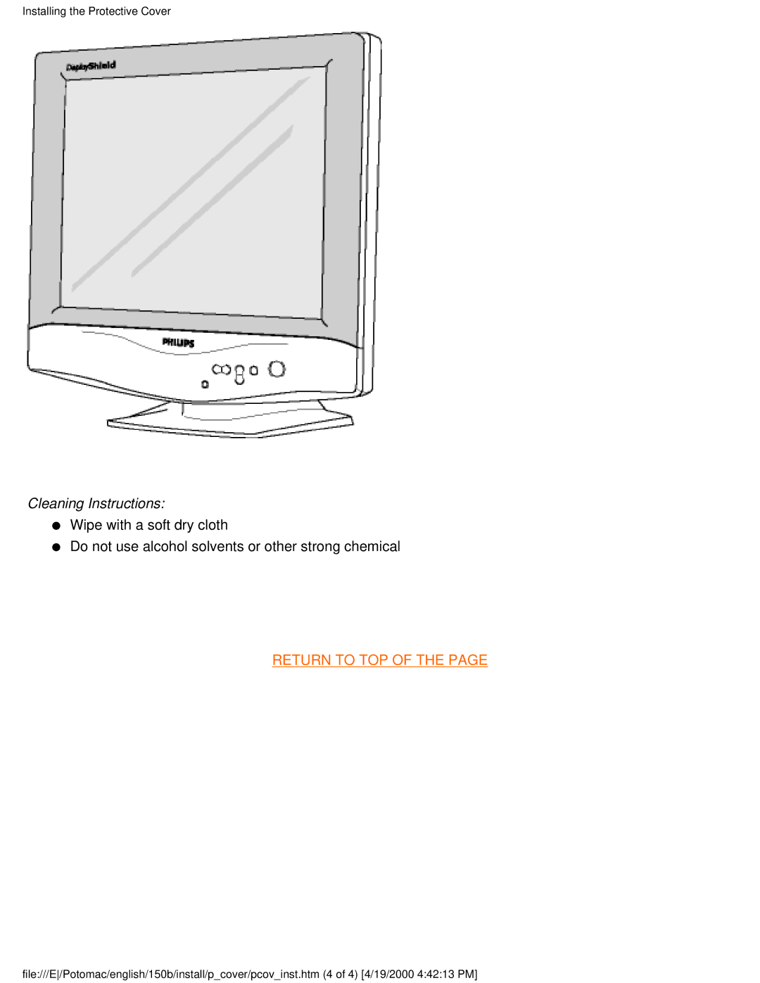 Philips 150B user manual Cleaning Instructions 