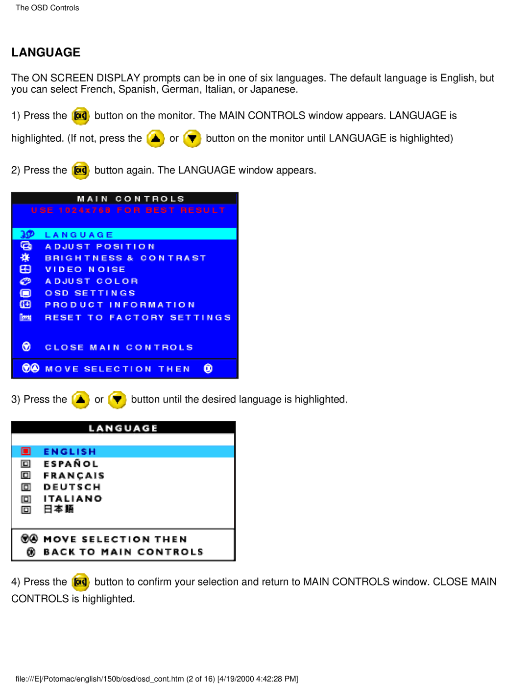 Philips 150B user manual Language 