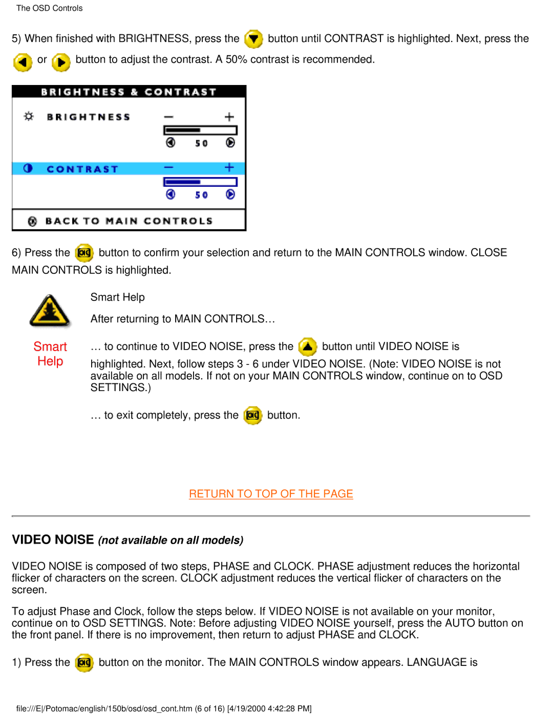 Philips 150B user manual Video Noise not available on all models 