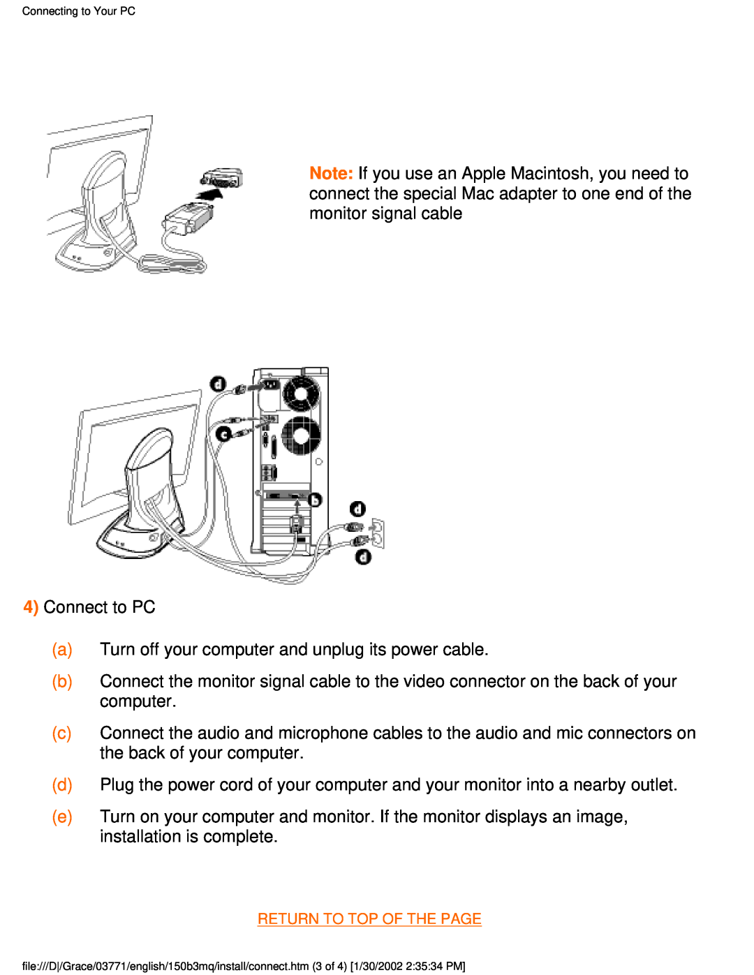 Philips 150B3M/150B3Q user manual 4Connect to PC 