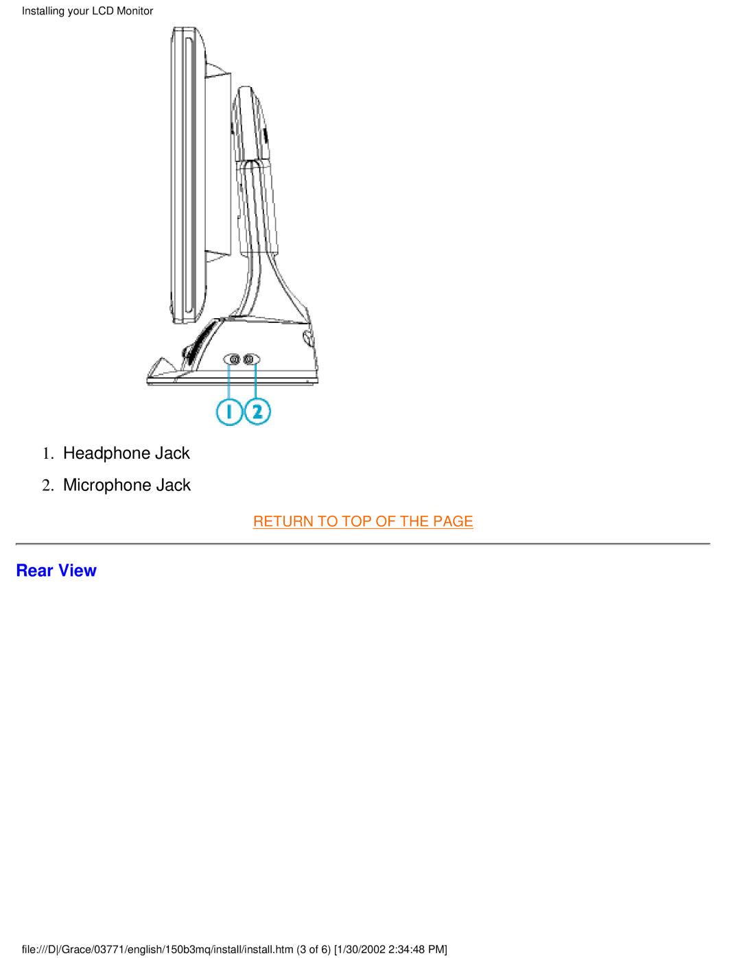 Philips 150B3M/150B3Q user manual Rear View 