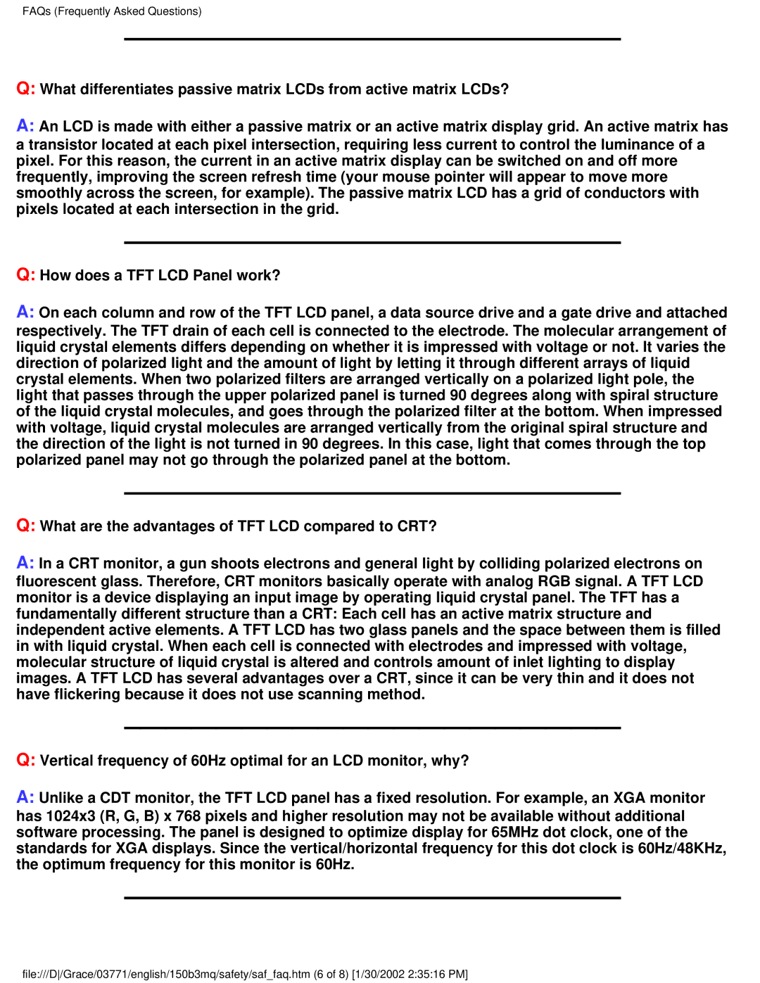 Philips 150B3M/150B3Q user manual FAQs Frequently Asked Questions 