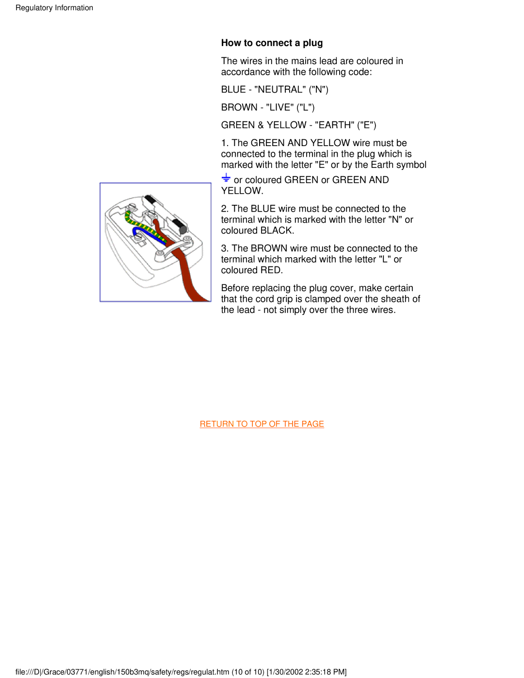 Philips 150B3M/150B3Q user manual How to connect a plug 