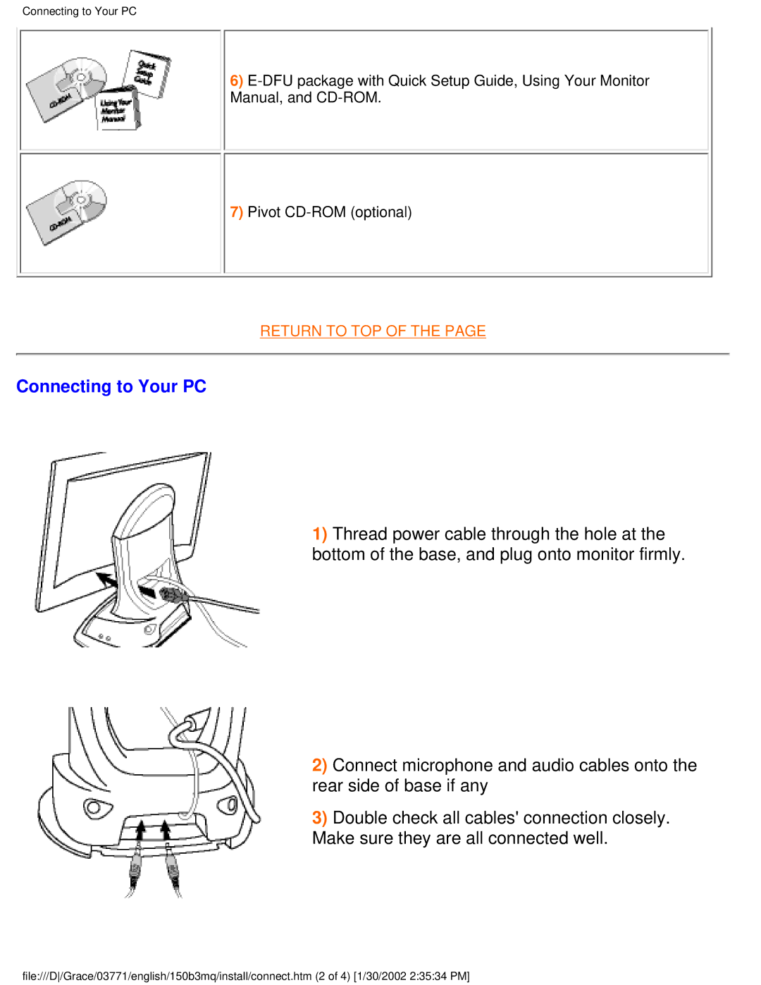 Philips 150B3M/150B3Q user manual Connecting to Your PC 