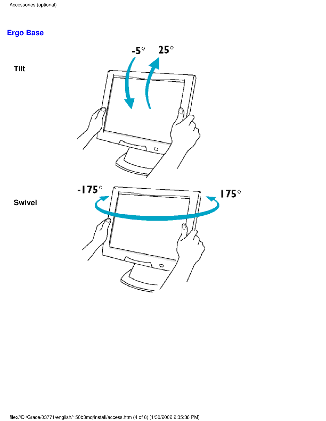 Philips 150B3M/150B3Q user manual Ergo Base 