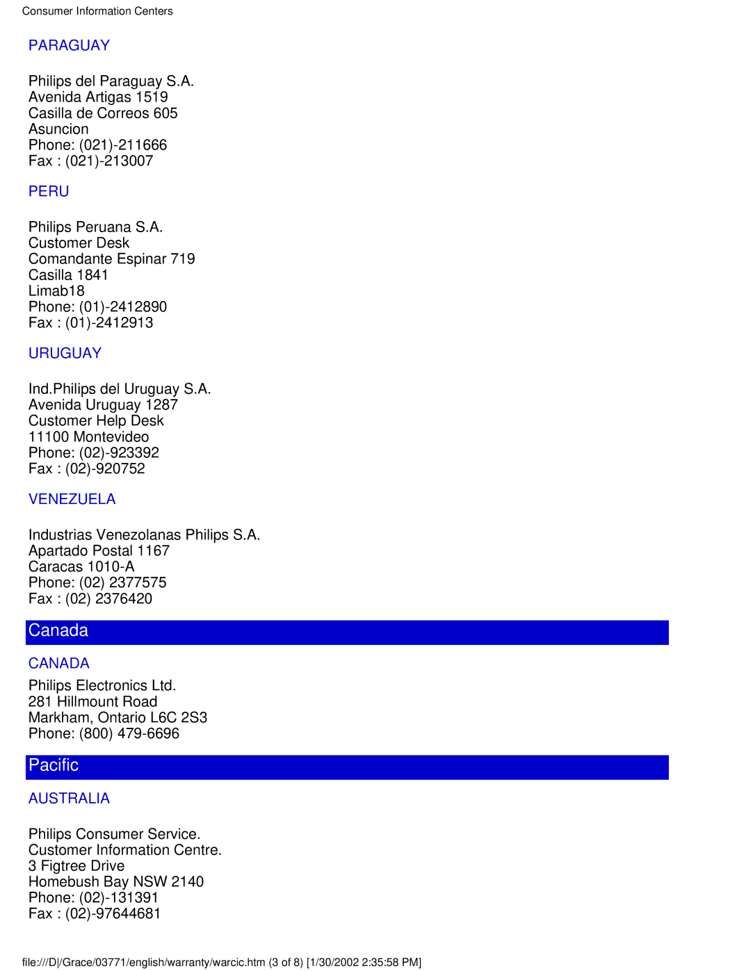 Philips 150B3M/150B3Q user manual Canada 